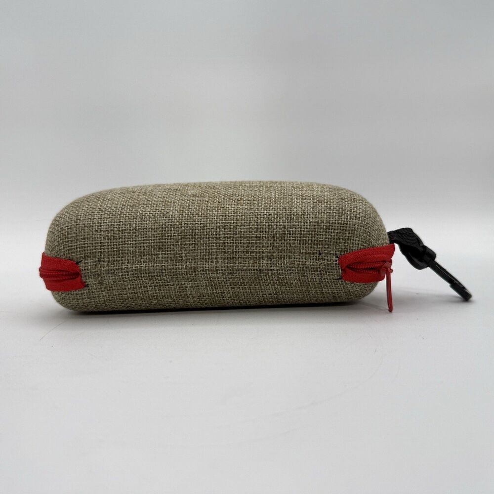 Woodies Sunglasses Case New Hard Shell Burlap Zipper Pouch Tan Red Accessories - Picture 6 of 9